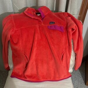Patagonia Vibrant Orange Fleece with Pink Trim